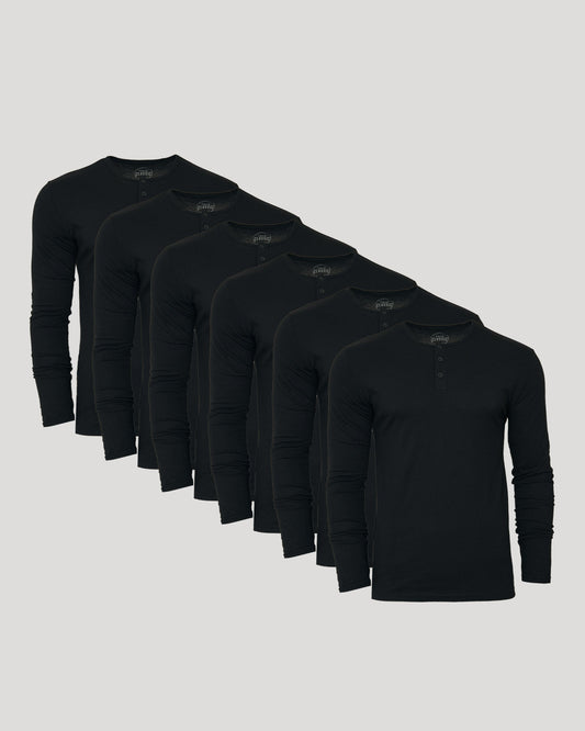 All Black Classic Henley 6-Pack