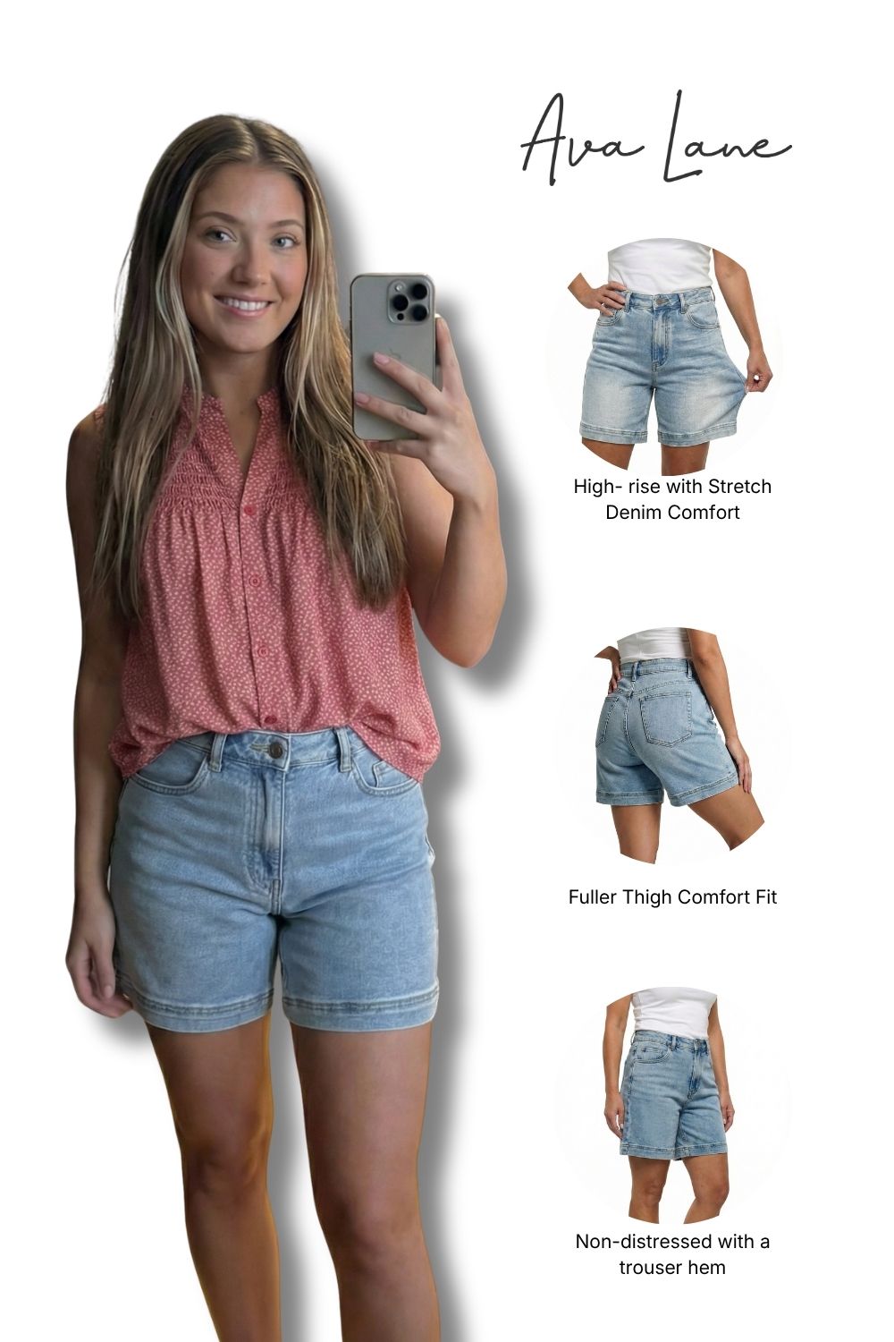 The Koda High-Rise Denim Shorts - Blue