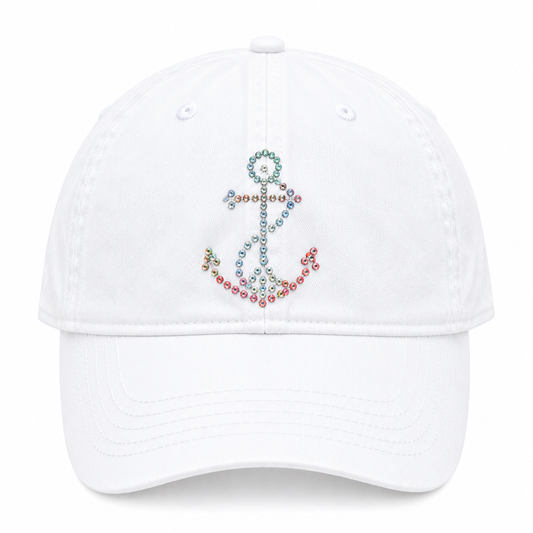 Bling White Anchor Hat