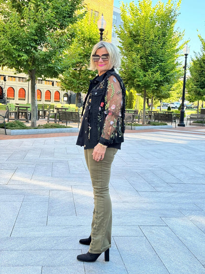 Ethyl The Long  Olive Lean Flair Jean - Elevated