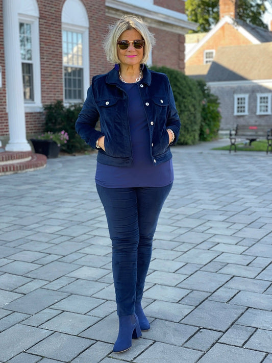 LULU-B NAVY VELOUR PANTS