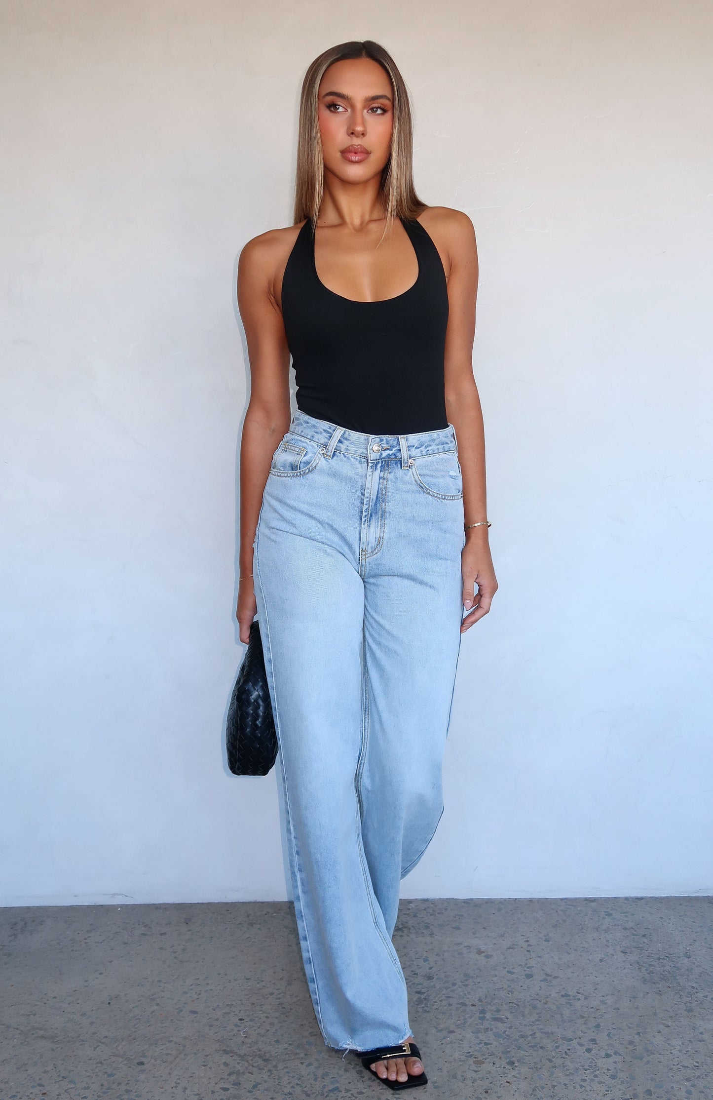 Alana High Waisted Straight Leg Jeans Light Blue Wash