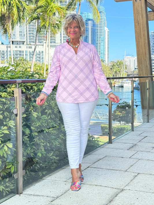 LULU B PINK CHIC ZIPPER TOP