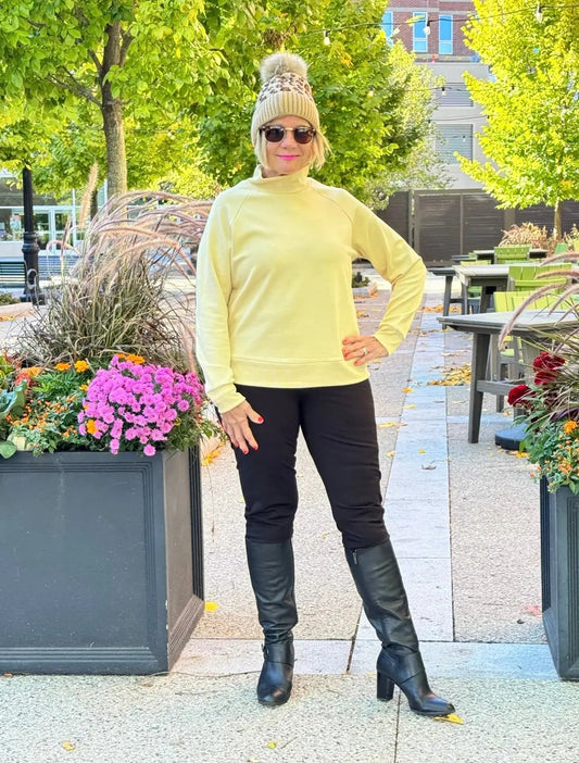 CHAMOIS MOCK NECK TOP
