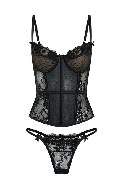 Cherished Heart Lingerie Set Black