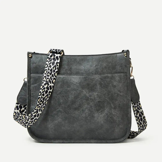 GRAY LEOPARD CROSS BODY BAG