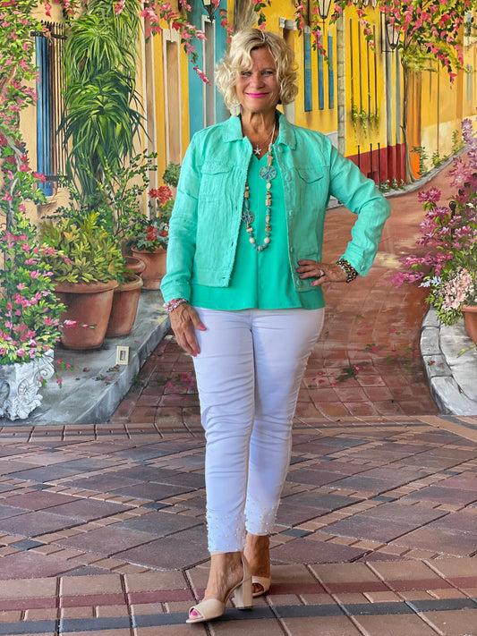 LULU B MINT LINEN JACKET