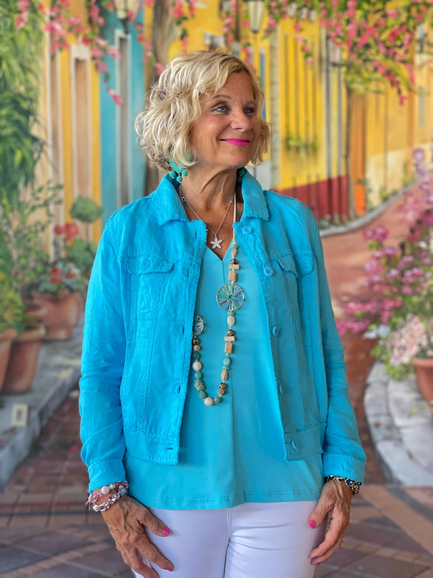LULU B  AQUA LINEN JACKET