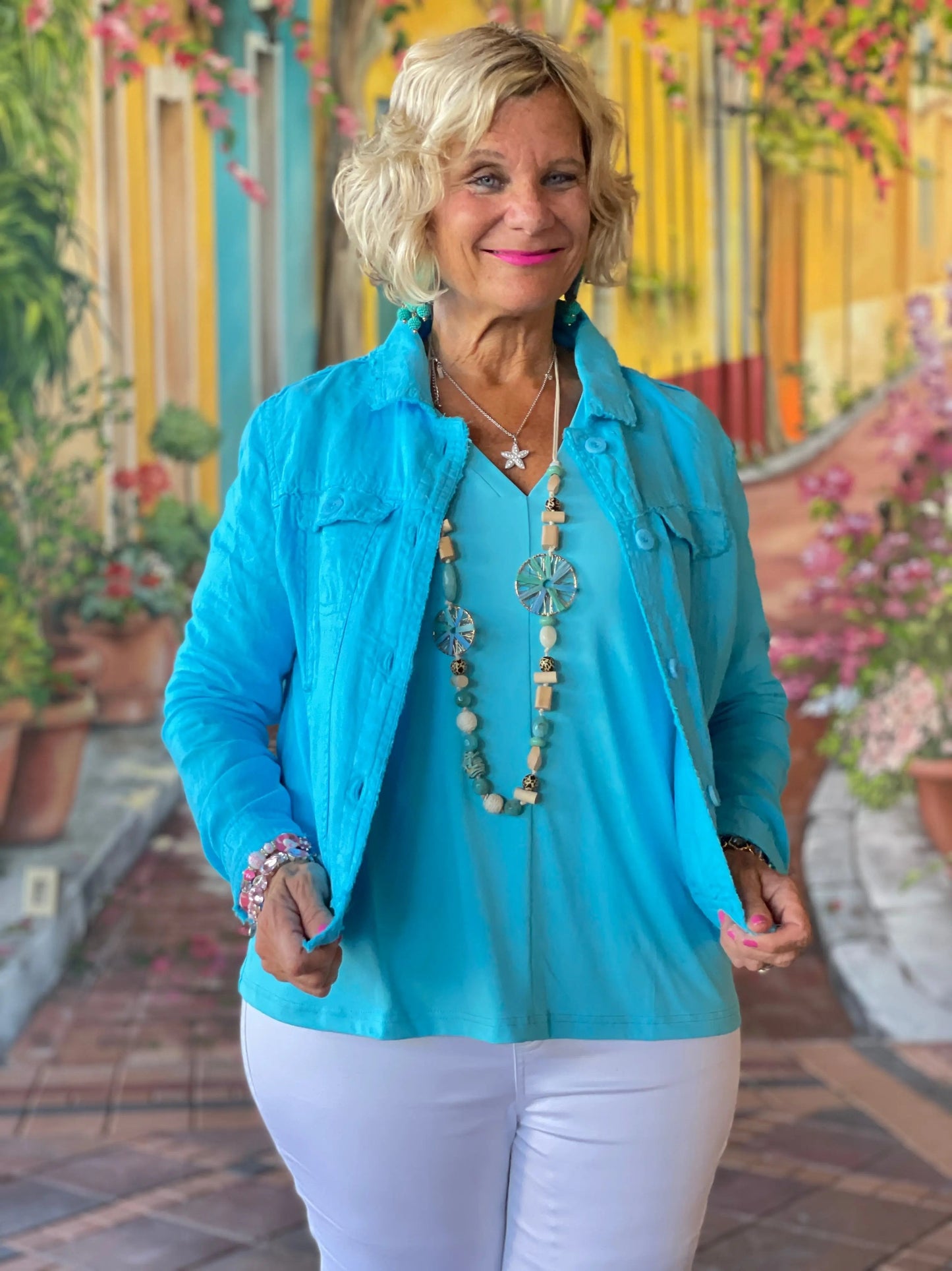 LULU B  AQUA LINEN JACKET
