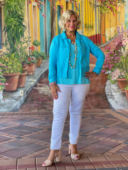 LULU B  AQUA LINEN JACKET