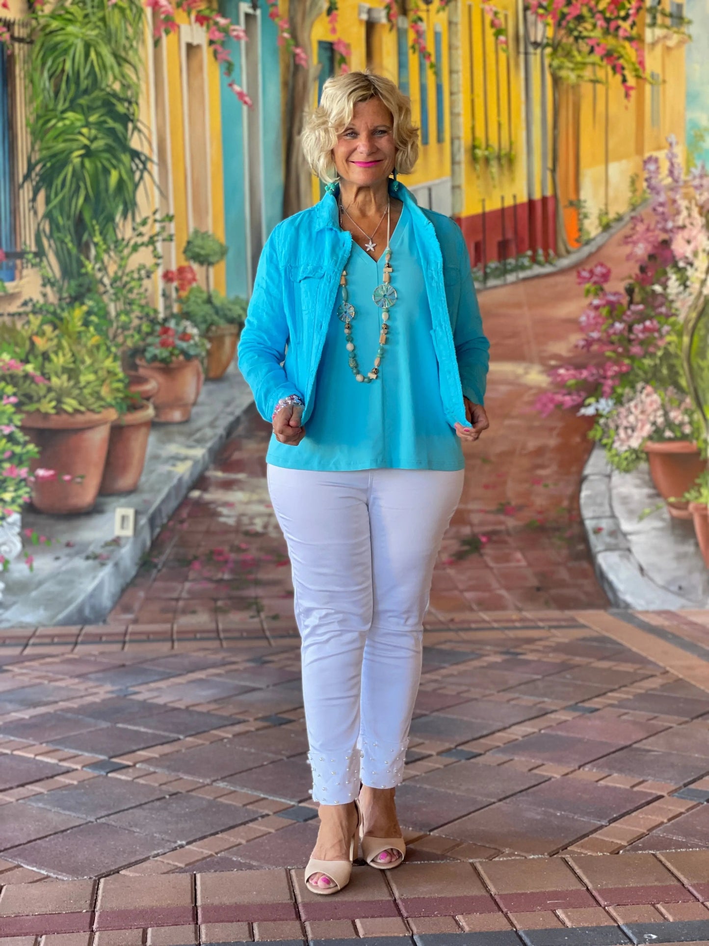 LULU B  AQUA LINEN JACKET