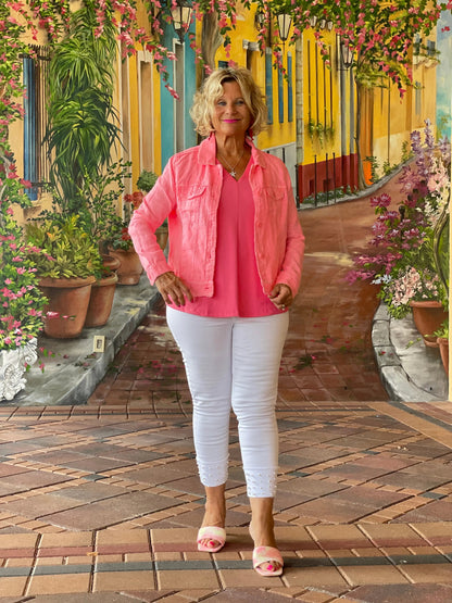 LULU B  CORAL  LINEN JACKET