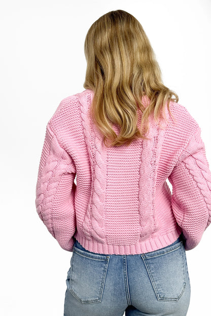 Women's Cable Knit Textured Button Front Cardigan by Ava Lane
