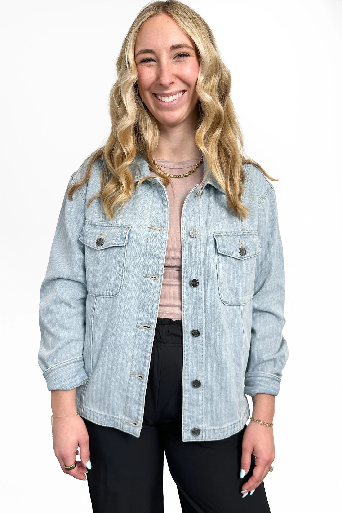 The Mindy Light Wash Oversized Denim Shacket