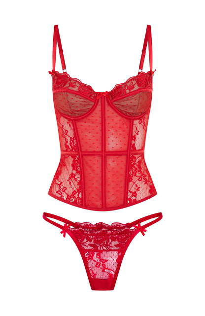 Cherished Heart Lingerie Set Red