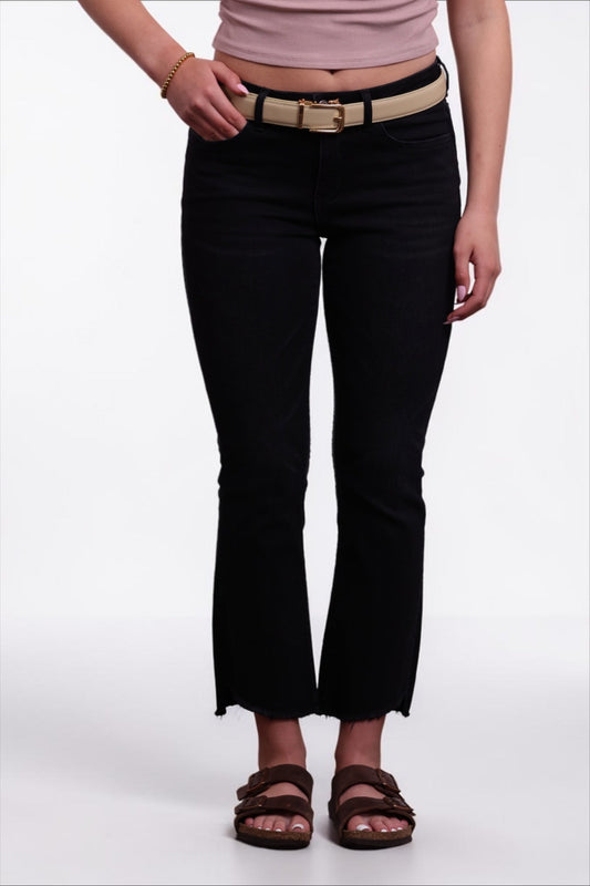The Knox Mid-Rise Tummy Control Cropped Bootcut Jeans - Vintage Black