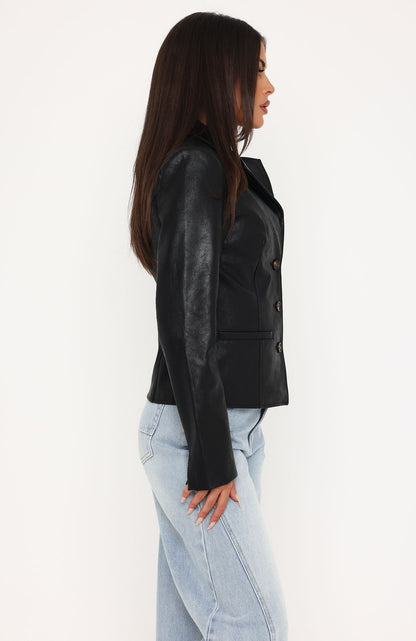 Classic Babe PU Jacket Black