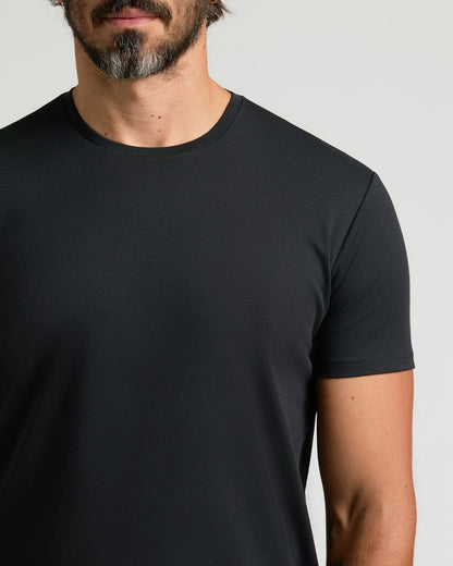 All Black Pima Cotton Blend Crew 2-Pack
