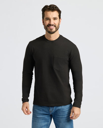 Black & White Heavyweight Long Sleeve Pocket Crew 2-Pack