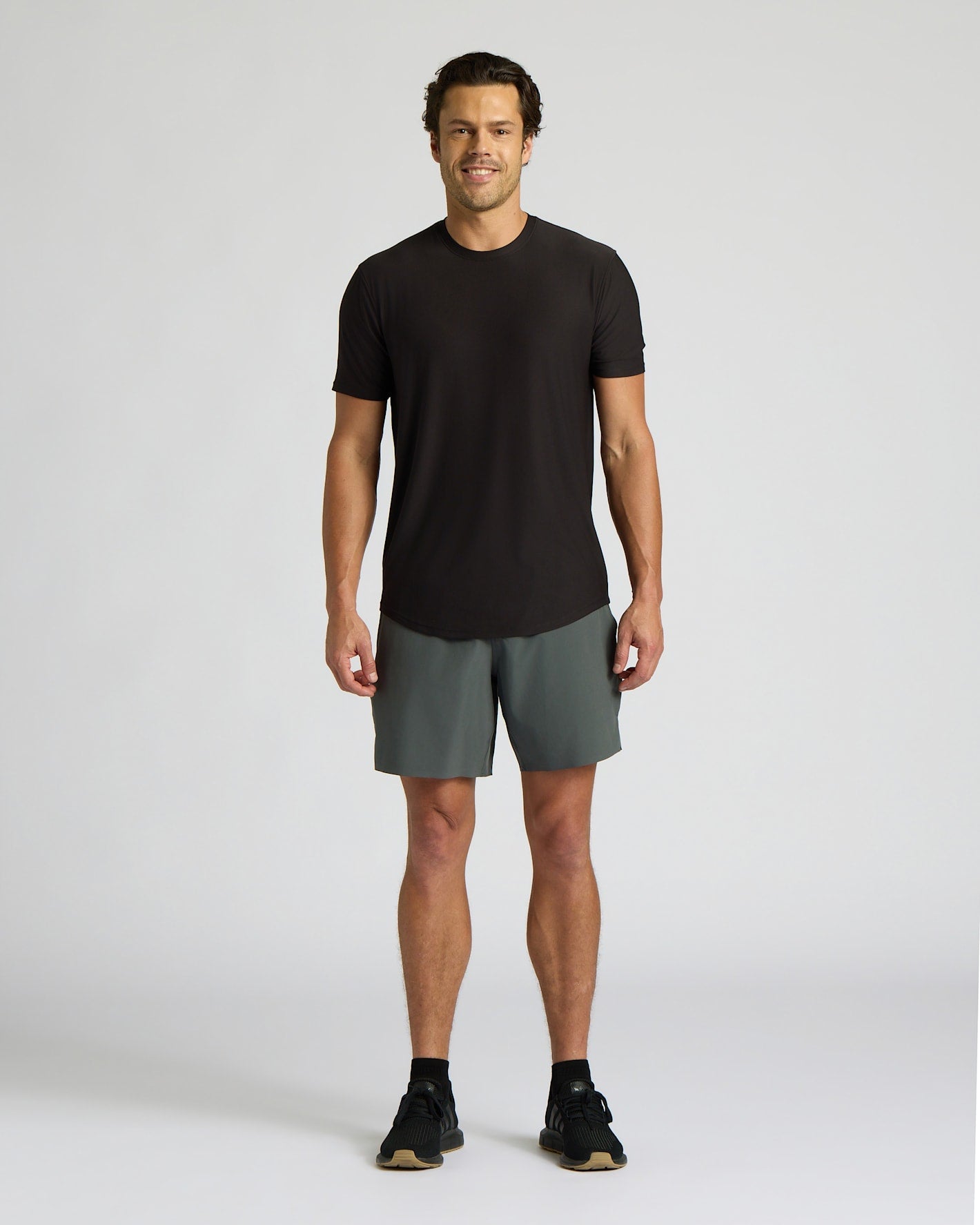 All Black Active Curved Hem Crew 6-Pack