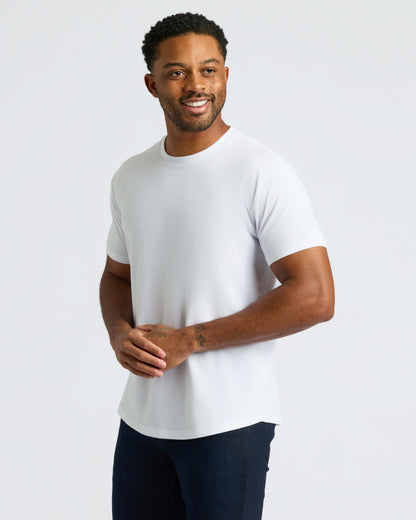 All White Curved Hem Classic Crew Neck 10-Pack