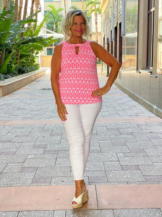 CANDY PINK KEYHOLE TOP