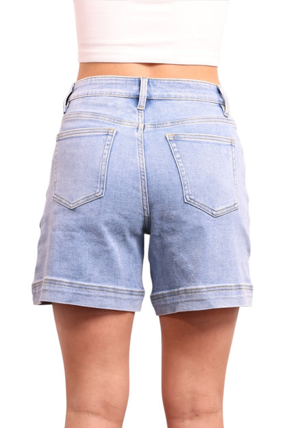 The Koda High-Rise Denim Shorts - Blue