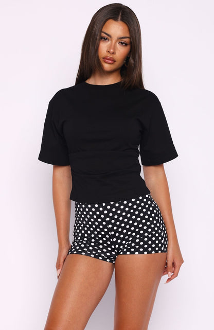 Destination Unknown Cinched Waist Boxy Tee Black
