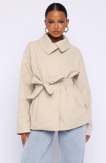 Could Touch Cropped Trench Jacket Sand