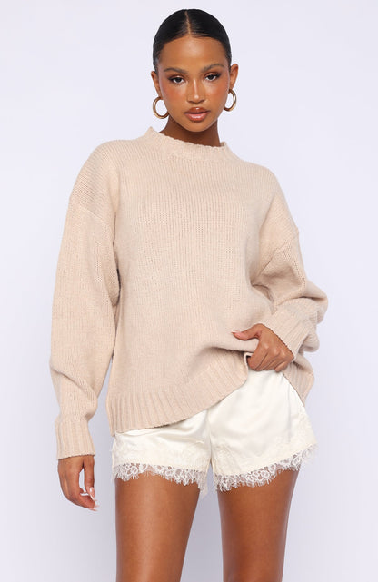 Apres Ski With Me Knit Sweater Beige