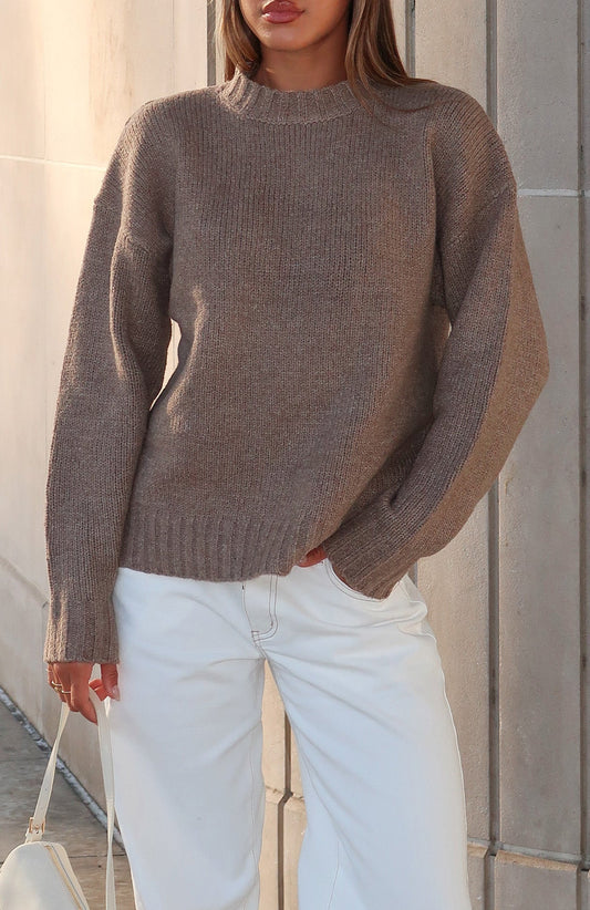 Apres Ski With Me Knit Sweater Taupe