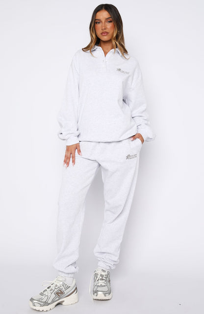 Can't Be Changed Oversized Henley Sweater Grey Marle