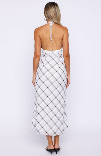 Champagne Dream Midi Dress Shadow Check