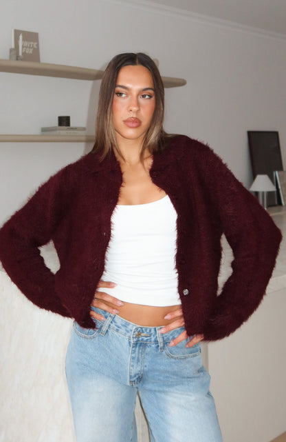 Chill Luxe Knit Cardigan Merlot