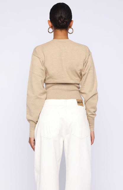 Cindy Cinched Knit Top Beige