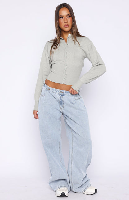 Cindy Cinched Knit Top Grey