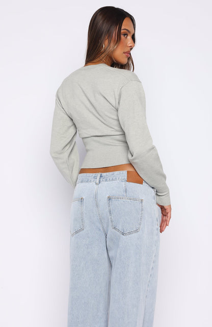 Cindy Cinched Knit Top Grey