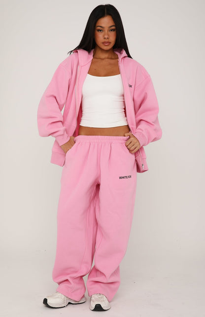 Core Classic Zip Front Hoodie Pink