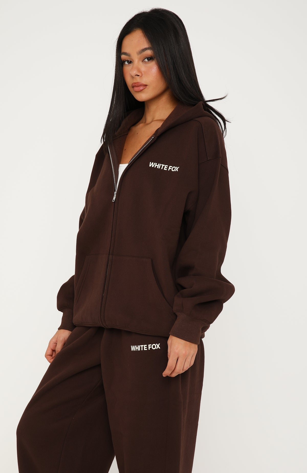 Core Classic Zip Front Hoodie Chocolate