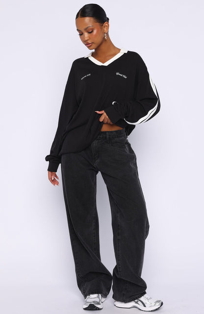 Dreamy Skies Long Sleeve Oversized Jersey Black