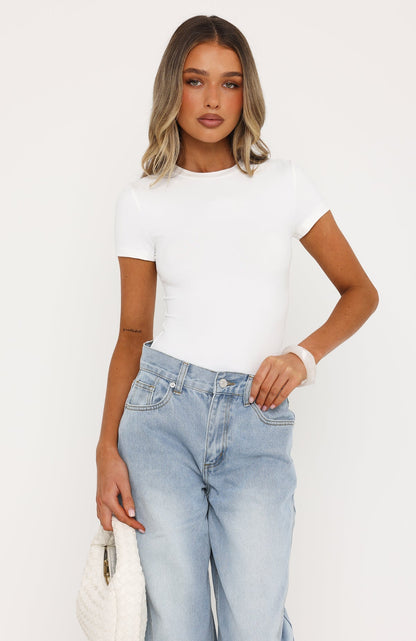 Experience It All Short Sleeve Bodysuit White